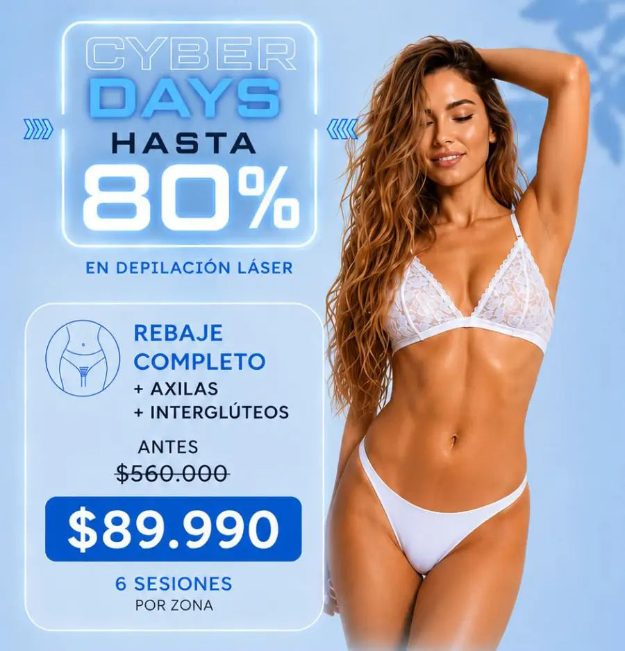 PACK REBAJE COMPLETO + AXILAS + INTERGLÚTEOS - 6 SESIONES